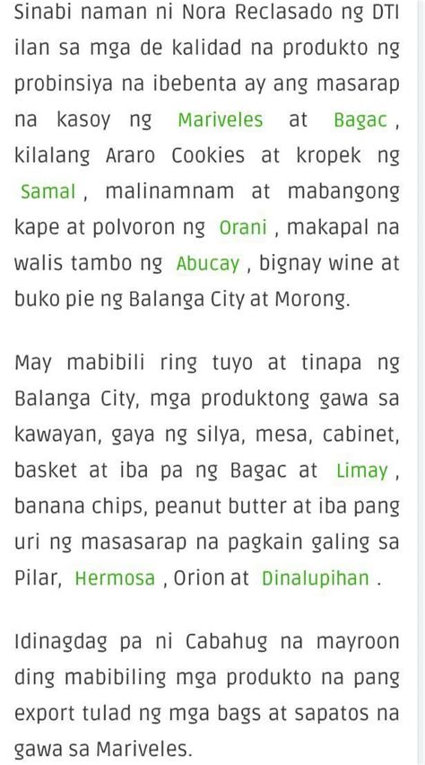 produkto ng bataan brainly